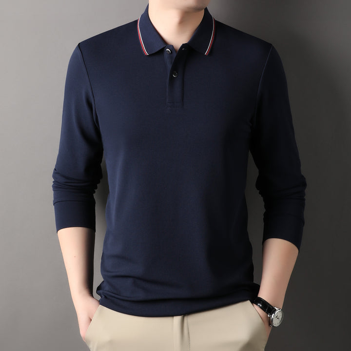 Herren elegantes Langarm-Polo mit modernem Kragen und stylischen Akzenten Echoarchiv