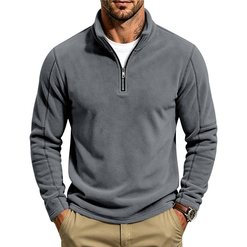 Herren Fleece-Pullover mit kurzem Reißverschluss und Stehkragen Echoarchiv