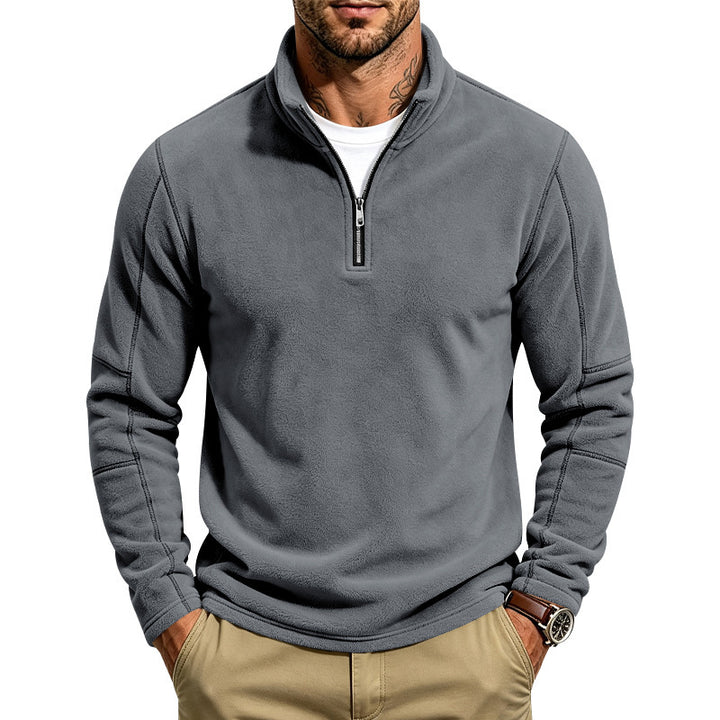 Herren Fleece-Pullover mit kurzem Reißverschluss und Stehkragen Echoarchiv
