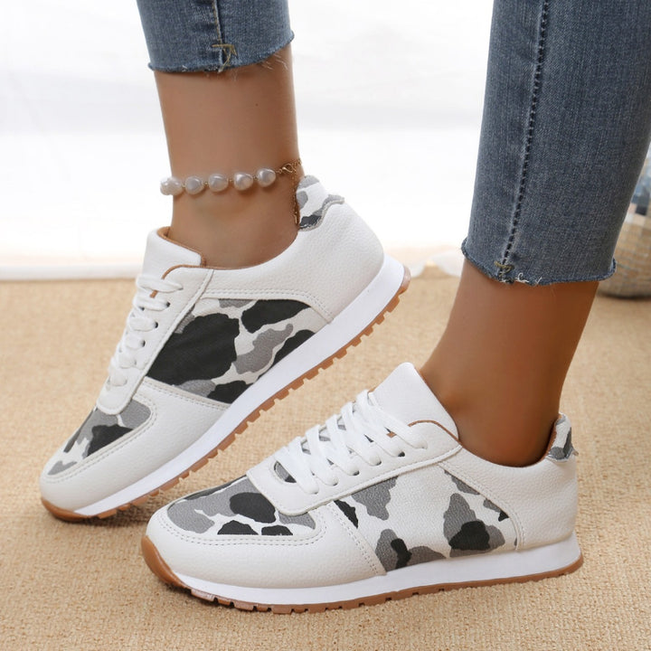 Damen sportliche Leoparden-Print Retro-Sneaker mit gepolstertem Komfortfußbett und profilierter Gummisohle Echo Archiv
