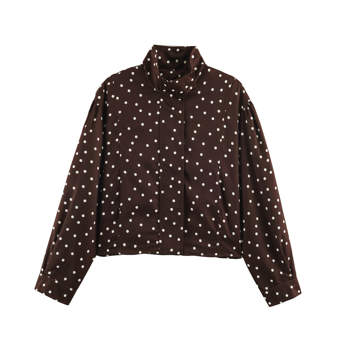 Damen Gepunktete Cropped-Jacke im Boxy-Cut mit hohem Stehkragen Echo Archiv