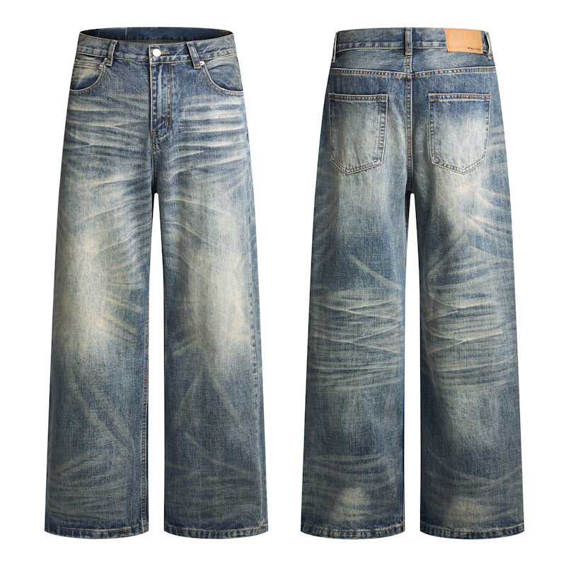 Herren Extremweite Vintage-Denim Baggy-Jeans mit tiefem Schritt und extra langer Saumlänge Echo Archiv