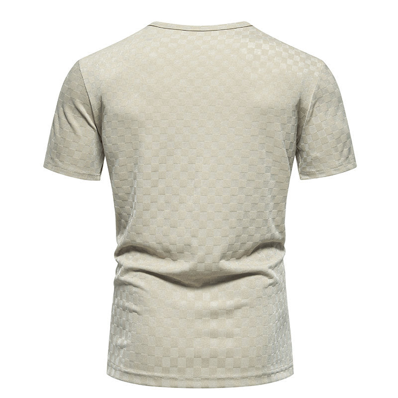 Herren V-Ausschnitt T-Shirt mit strukturiertem Muster Echoarchiv
