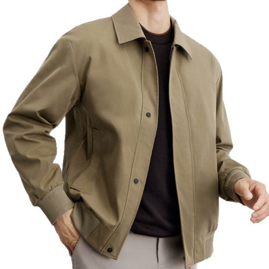 Herren klassische Harringtonjacke mit Rippsaum und verdecktem Reißverschluss Echoarchiv