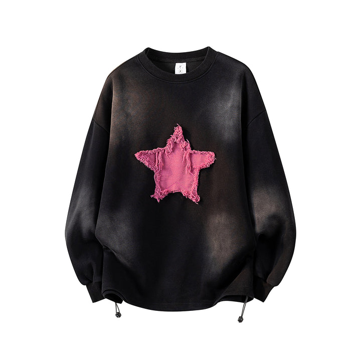 Damen Oversize-Sweatshirt mit gesticktem Schriftzug, abgerundetem Saum & überschnittener Schulter Echoarchiv