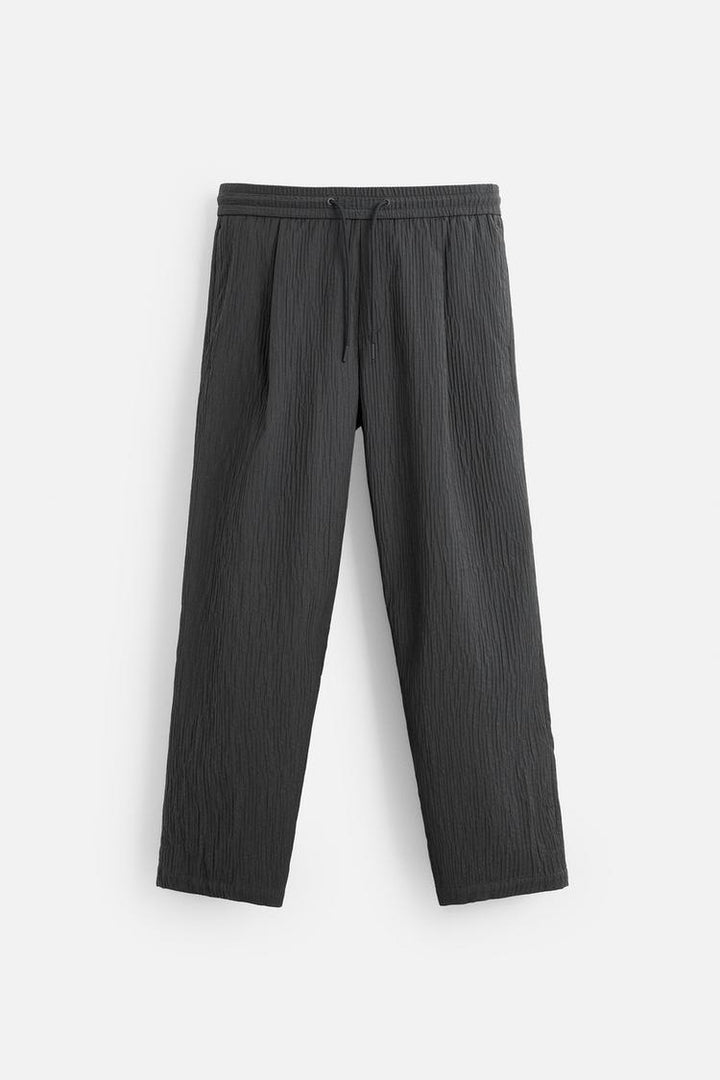 Herren Lockere, texturierte Crinkle-Hose mit Elastbund und Kordel Echo Archiv