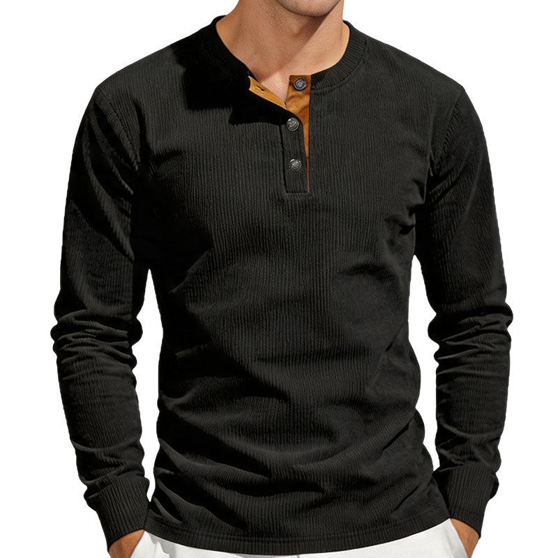Herren Thermo-Ripp-Langarm-Henleyshirt mit Knopfleiste Echoarchiv