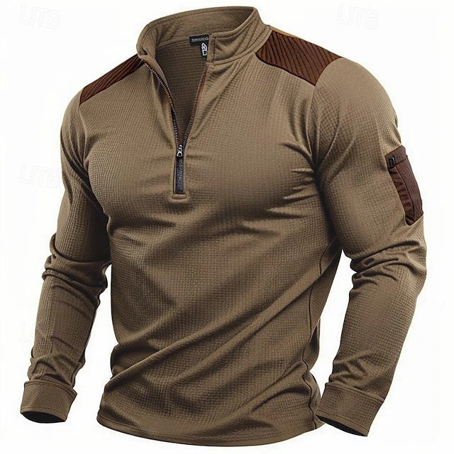 Herren Langarmshirt mit Stehkragen und Reißverschluss Echoarchiv
