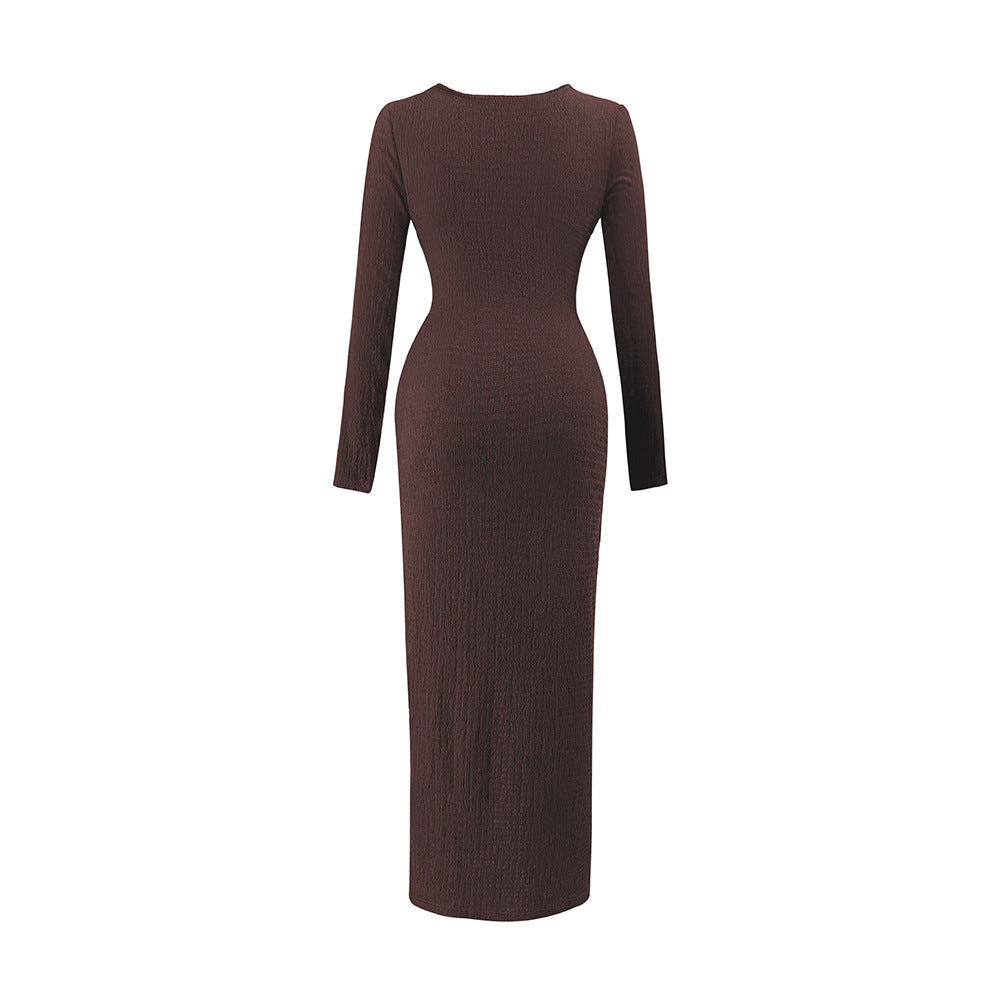 Damen asymmetrisches Wickel-Midikleid mit Ziergürtel, Drapierung und hohem Beinschlitz – Élara
