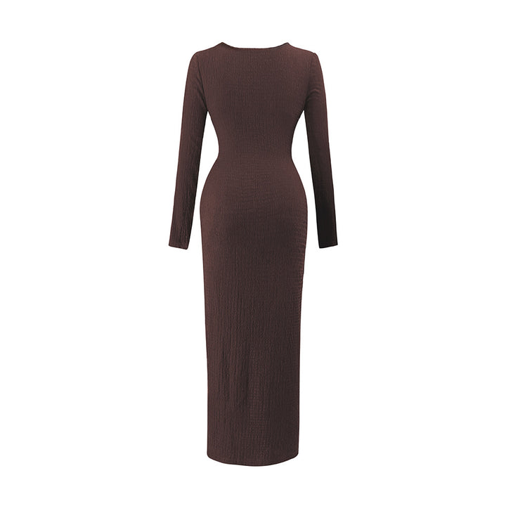 Damen asymmetrisches Wickel-Midikleid mit Ziergürtel, Drapierung und hohem Beinschlitz – Élara