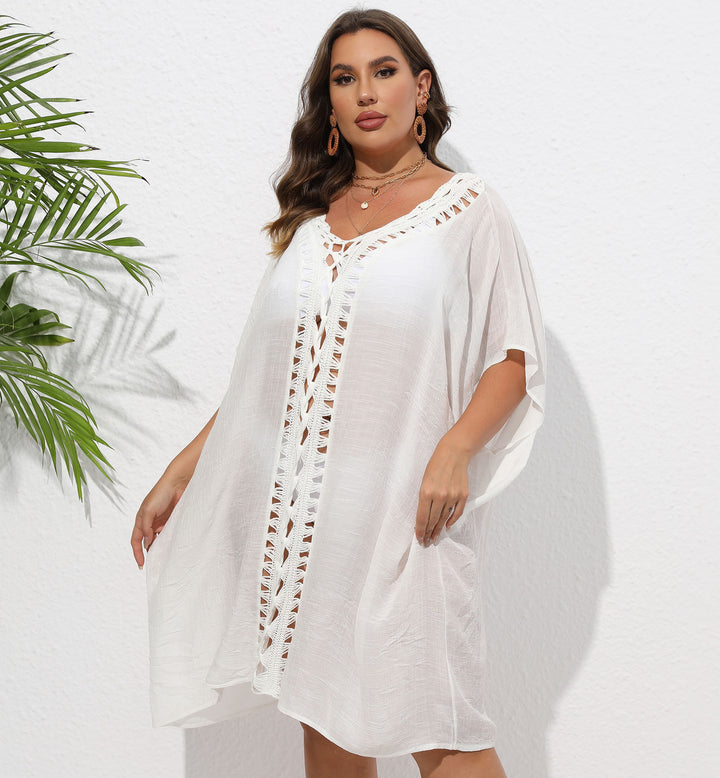 Damen Luftiger Strandkimono mit dekorativer Häkelspitze Echo Archiv