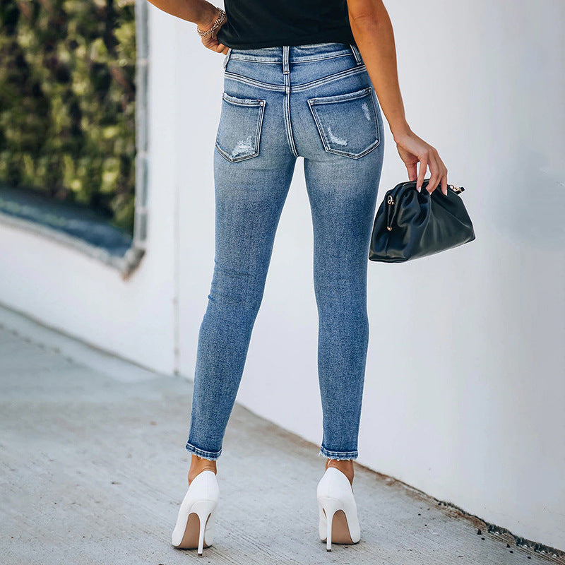 Damen Hochtaillierte Skinny-Jeans mit Knopfverschluss und Stretch Echo Archiv