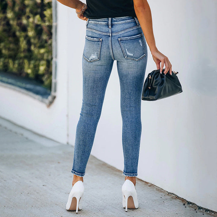 Damen Hochtaillierte Skinny-Jeans mit Knopfverschluss und Stretch Echo Archiv