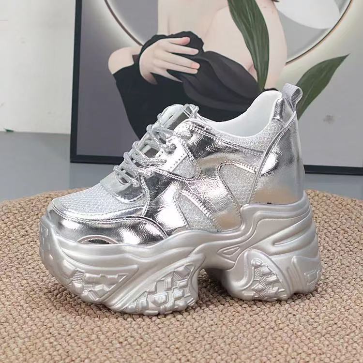 Damen modische Chunky Sneakers mit hoher Plateausohle und atmungsaktivem Mesh-Echo Archiv
