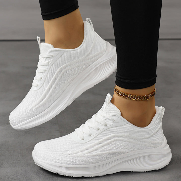 Damen Atmungsaktive Strick-Schnürsneaker mit ergonomischer Wedge-Dämpfung – Névara