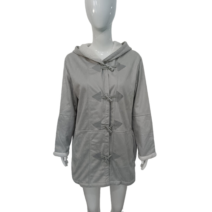 Damen Kapuzen-Dufflecoat mit Kunstfellbesatz und KnEchoarchivelverschlüssen Echoarchiv