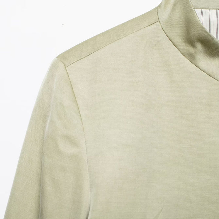 Damen Asymmetrische Jacke mit Stehkragen und Glockenärmeln Echo Archiv