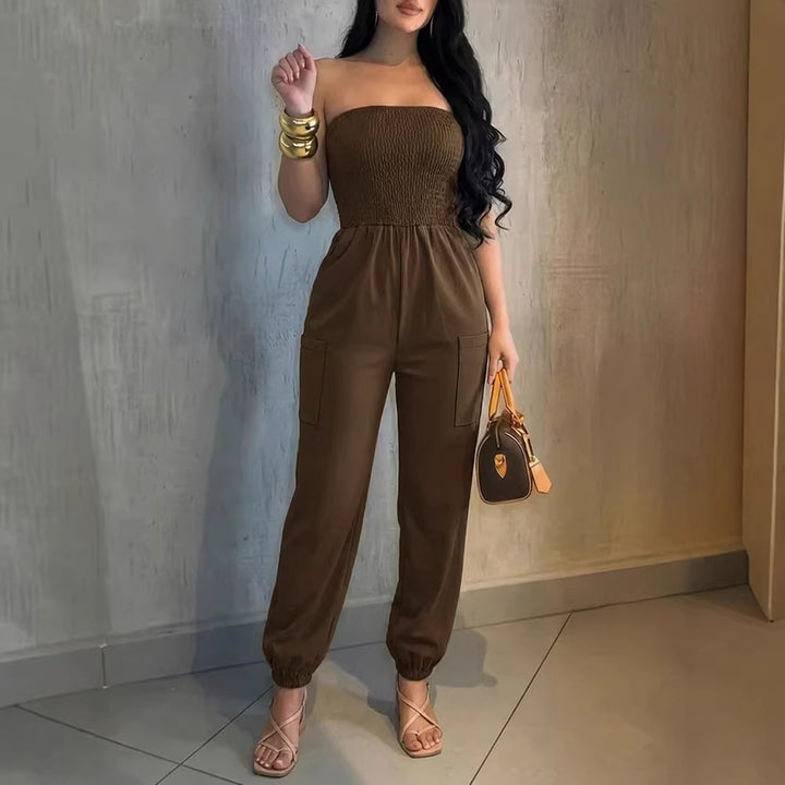 Damen Bequemes Jumpsuit mit schulterfreiem Design und praktischen Taschen Echo Archiv