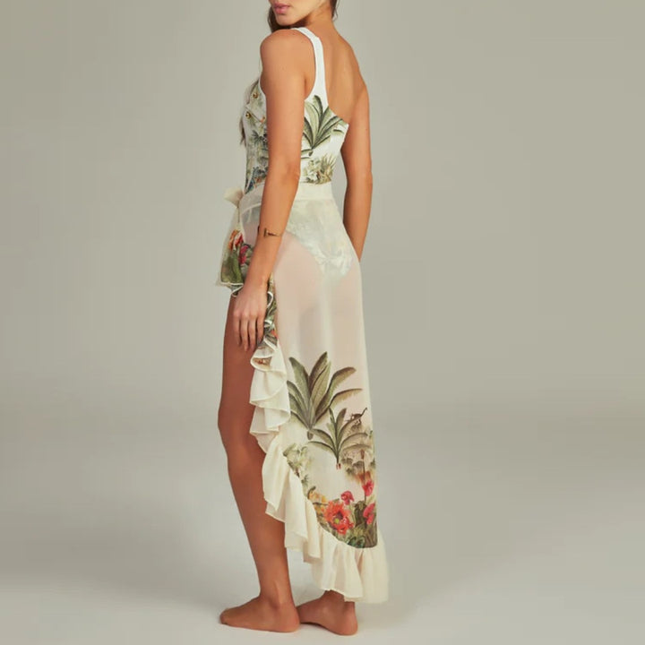 Damen Einseitiger Badeanzug mit raffiniertem Cut-Out und floralem Design Echo Archiv