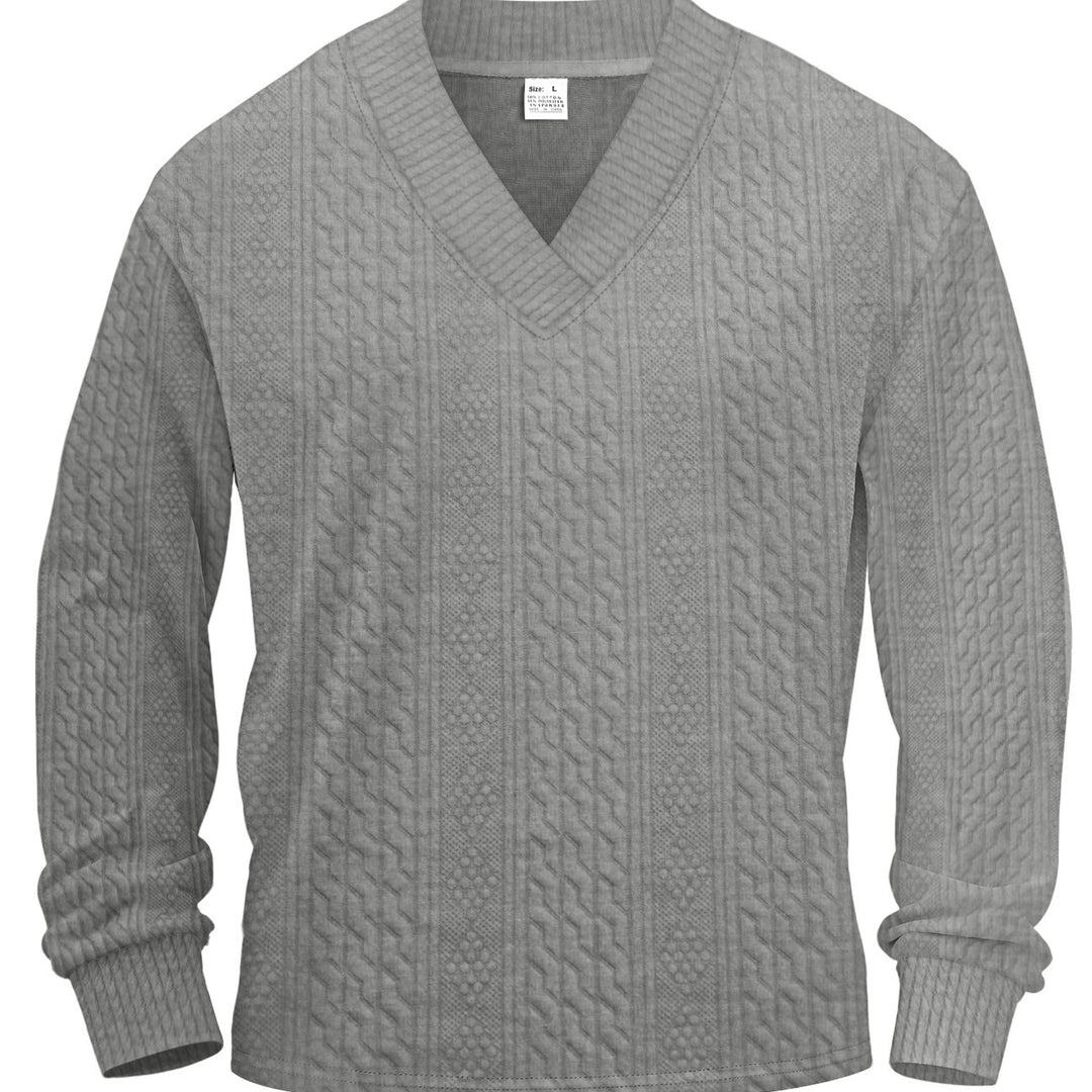 Herren nan strukturierter V-Ausschnitt Strickpullover mit Kabel- und Wabenmuster Echo Archiv