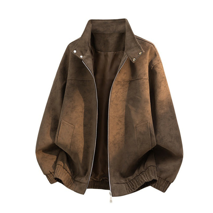 Herren Oversize Velours‑Optik Bomberjacke mit Stehkragen, Zwei‑Wege‑Reißverschluss & elastischem Saum Echoarchiv
