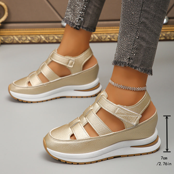 Damen Geschlossene Plateau-Sport-Sandalen mit geflochtenen Riemen und Klettverschluss – Sorelia