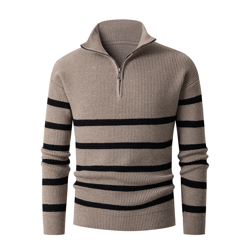 Herren Strickpullover mit Stehkragen und sportlichem Reißverschluss Echoarchiv