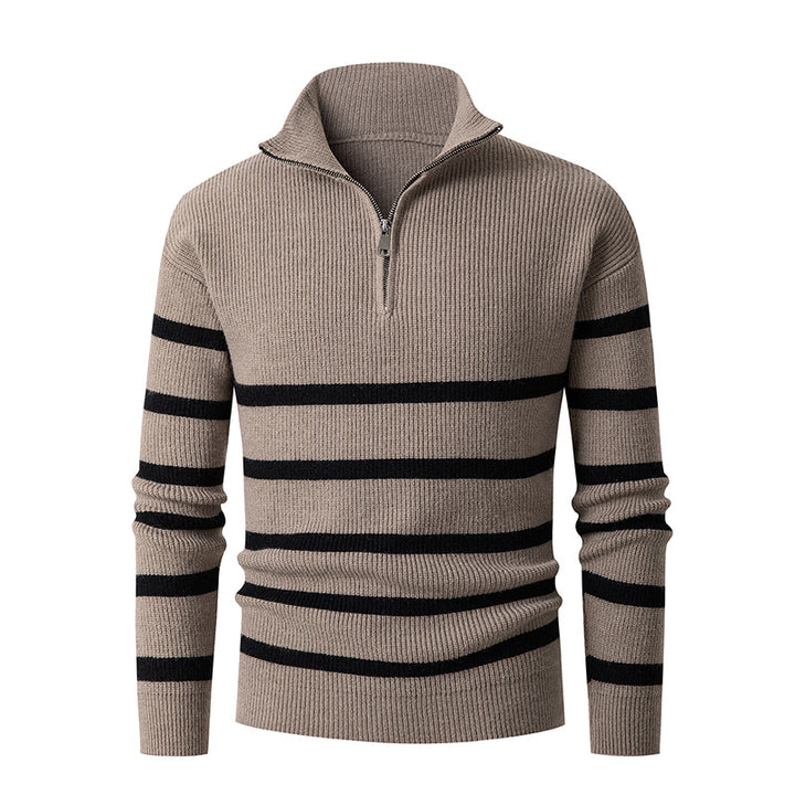 Herren Strickpullover mit Stehkragen und sportlichem Reißverschluss Echoarchiv