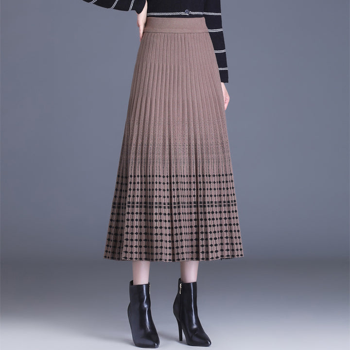 Damen Plissierter Maxirock mit eleganten Muster Echo Archiv