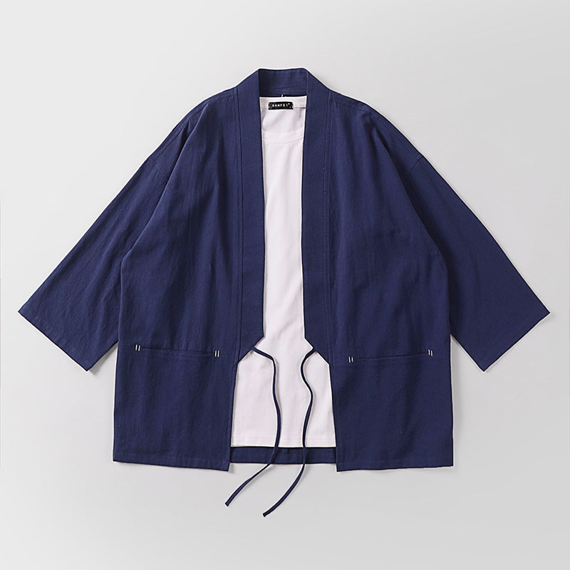Unisex Kimono-Haori-Jacke mit Bindegürtel und dreiviertelärmeln Echoarchiv