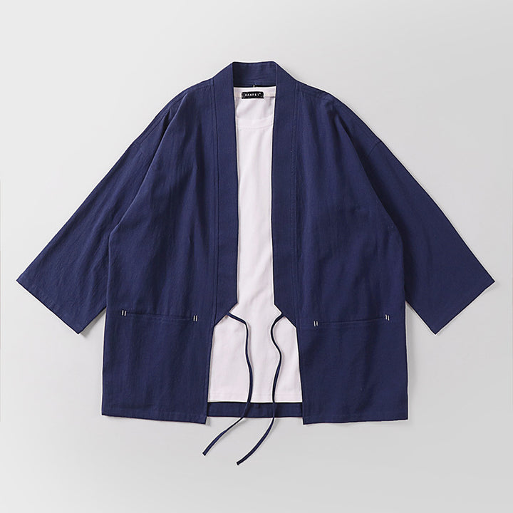 Unisex Kimono-Haori-Jacke mit Bindegürtel und dreiviertelärmeln Echoarchiv
