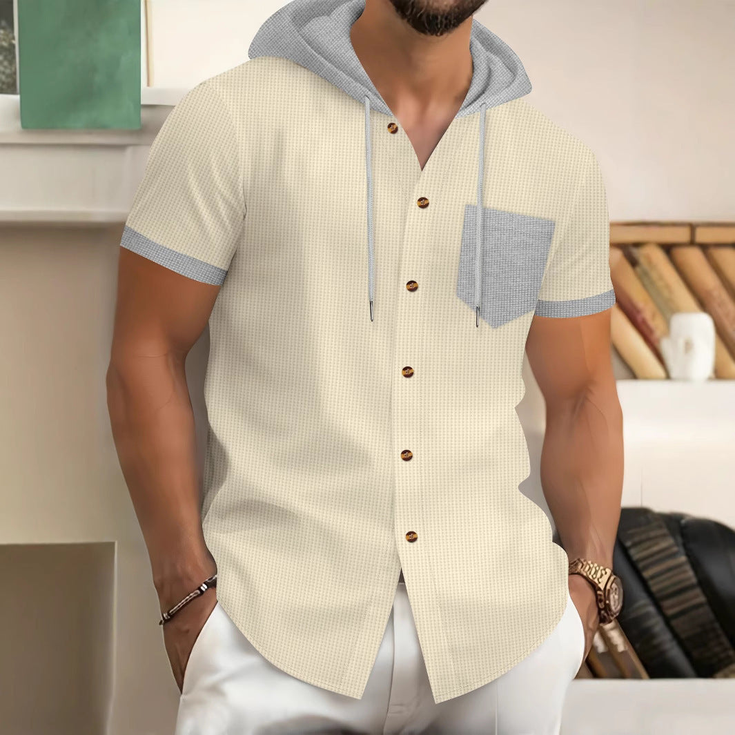 Herren Kurzarm-Hemd mit Kapuze und modischem Design Echoarchiv