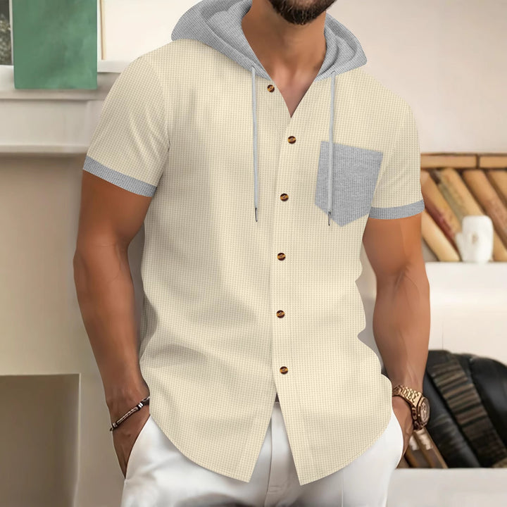 Herren Kurzarm-Hemd mit Kapuze und modischem Design Echoarchiv