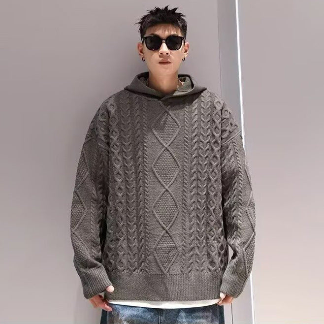 Herren Grobstrick Pullover mit Kapuze Echoarchiv