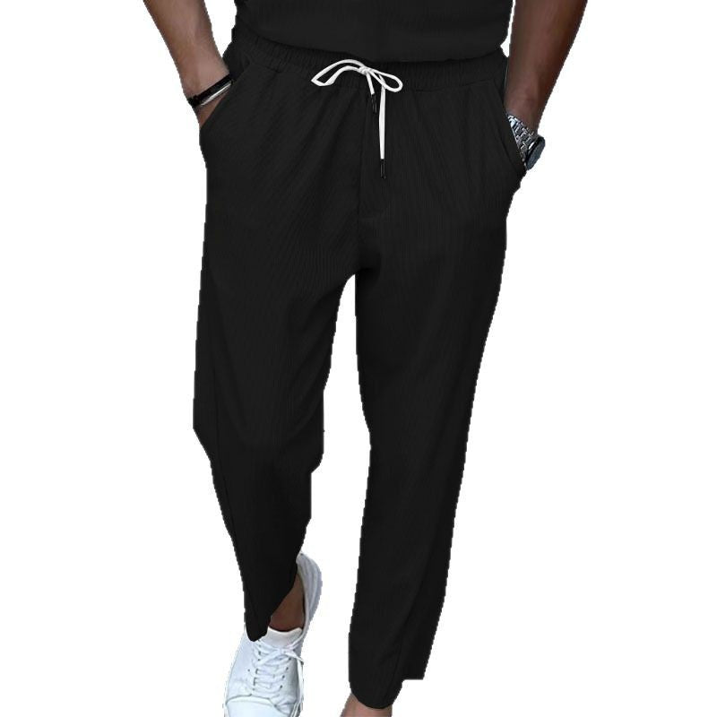 Herren nan atmungsaktive Leinenmix-Chinohose mit elastischem Tunnelzugbund, dezenter Bügelfalte und seitlichen Eingrifftaschen Echo Archiv