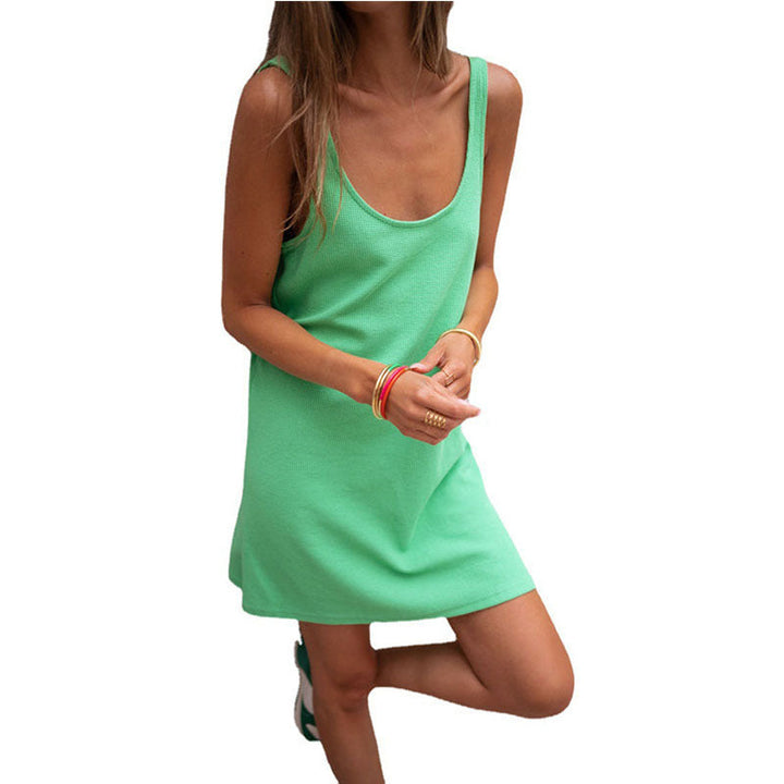 Damen Sommerliches Freizeitkleid mit tiefem Ausschnitt und leichtem Stoff Echoarchiv