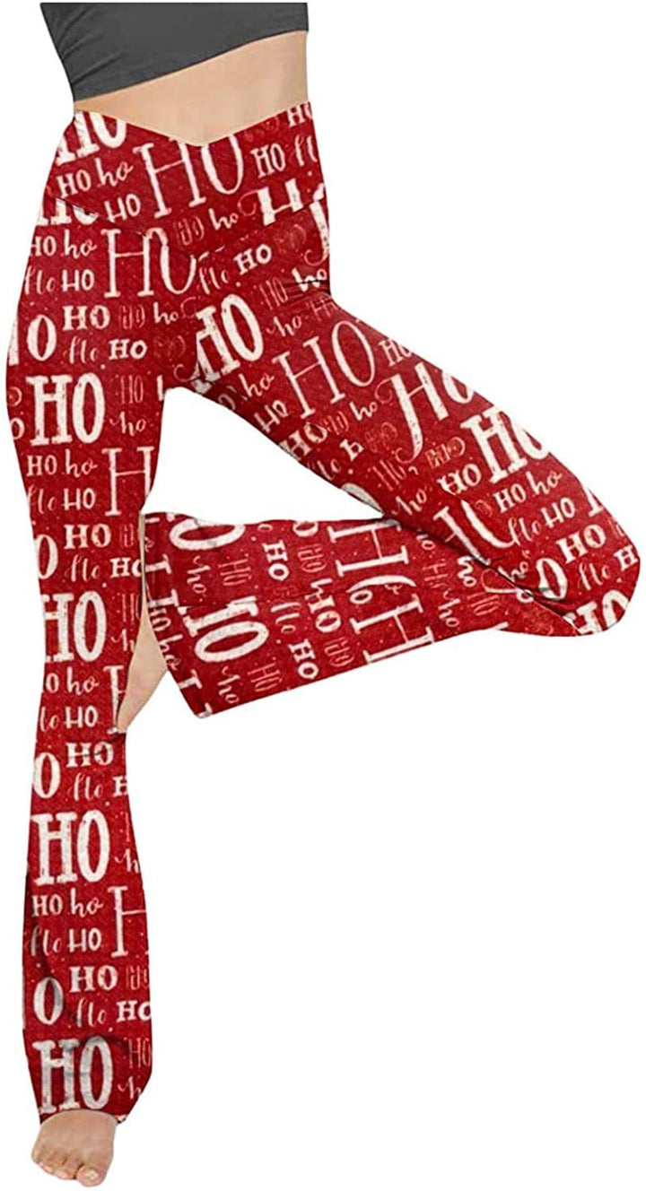 Damen nan taillenhohe Yogahose mit überkreuztem Bund und ausgestelltem Saum mit Schlitz Echo Archiv