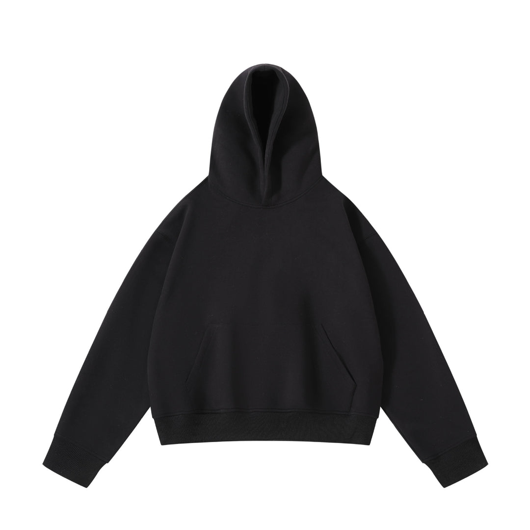 Unisex schwerer Oversize-Kapuzenpullover mit doppellagiger Kapuze Kängurutasche und breitem Rippbund Echo Archiv