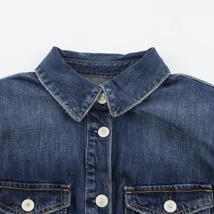 Damen Geradliniges Denim-Hemdkleid mit durchgehender Knopfleiste und Brusttaschen Echoarchiv