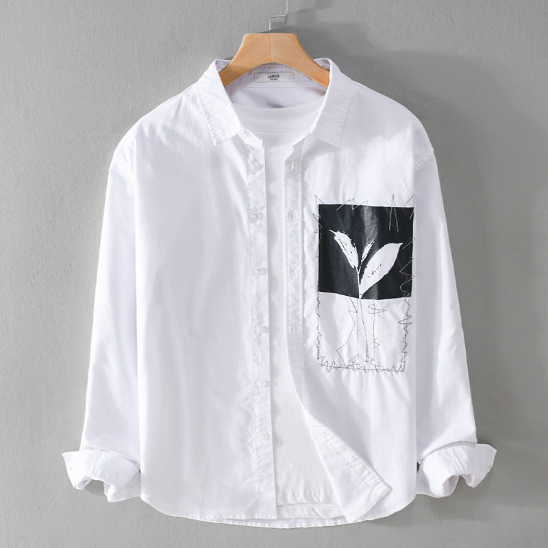 Herren Overshirt-Hemd mit Print-Patch und integriertem T-Shirt Echoarchiv