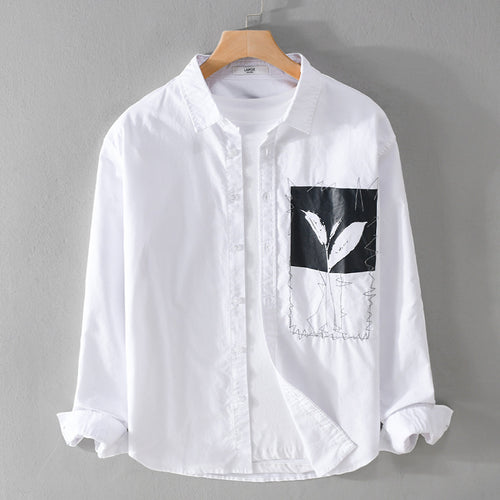 Herren Overshirt-Hemd mit Print-Patch und integriertem T-Shirt Echoarchiv