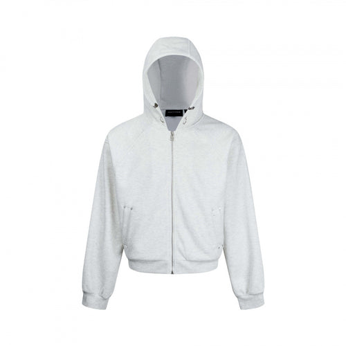 Unisex Kurzer Kapuzen-Zippullover aus French Terry mit Raglanärmeln und verdeckten Eingrifftaschen Echo Archiv