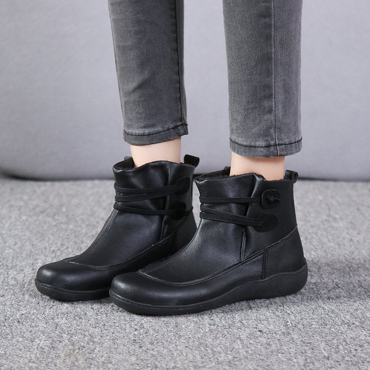 Damen elegante knöchelhohe Komfort-Stiefelette mit doppeltem Riemenverschluss und flexibler Leichtsohle Echo Archiv