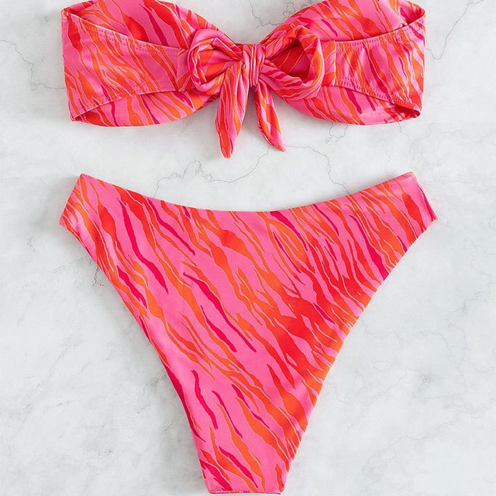 Damen Bandeau-Bikini mit modernem Leopardenmuster Echo Archiv