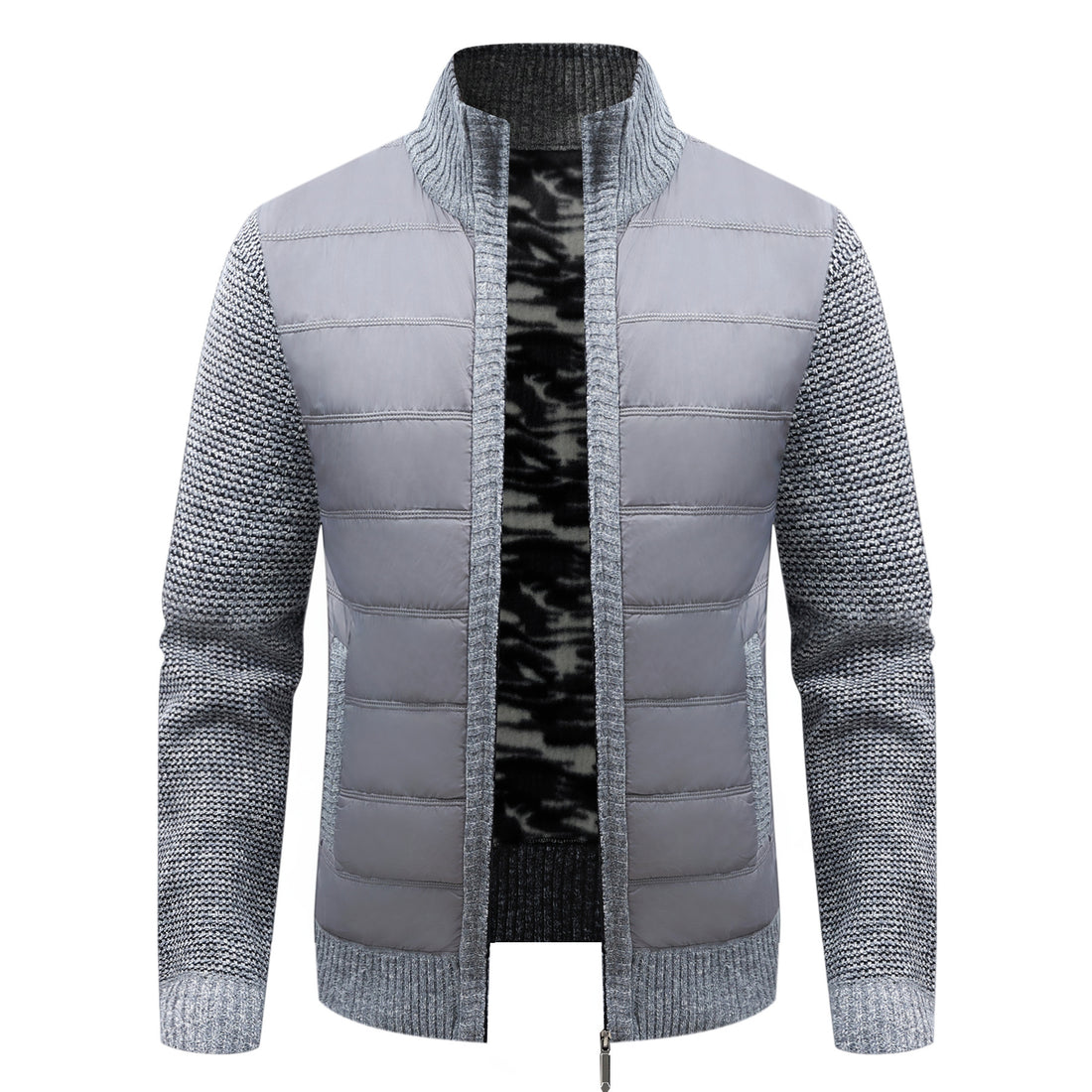 Herren Steppjacke mit hohem Kragen und eleganter Strickästhetik – Taviero