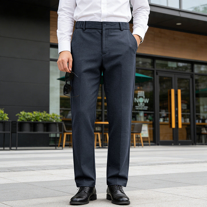 Herren Elegante gerade Tailoring-Hose mit Bügelfalte und feiner Fischgrätstruktur – Marzano