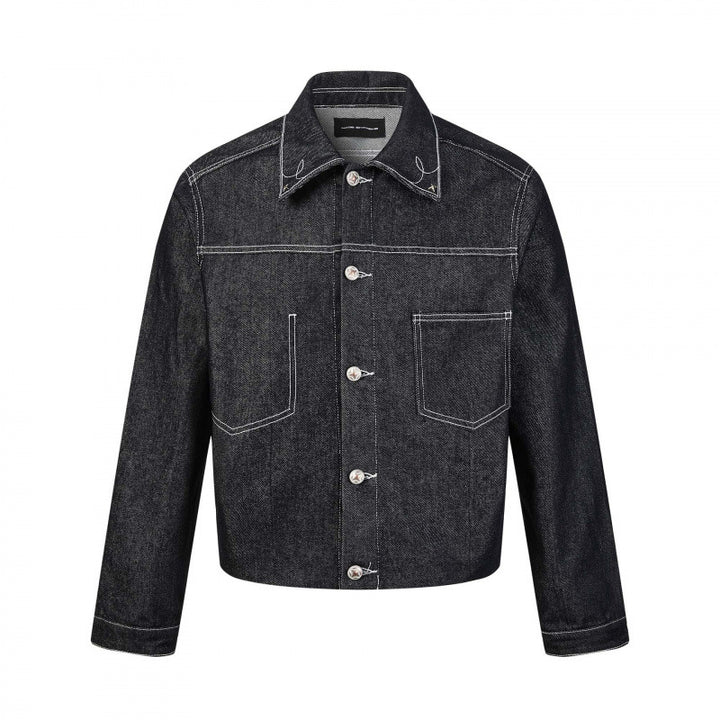 Herren Kastige Denimjacke mit kontrastierender Steppnaht und aufgesetzten Brusttaschen Echo Archiv