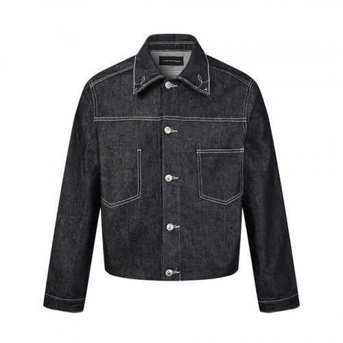 Herren Kastige Denimjacke mit kontrastierender Steppnaht und aufgesetzten Brusttaschen Echo Archiv
