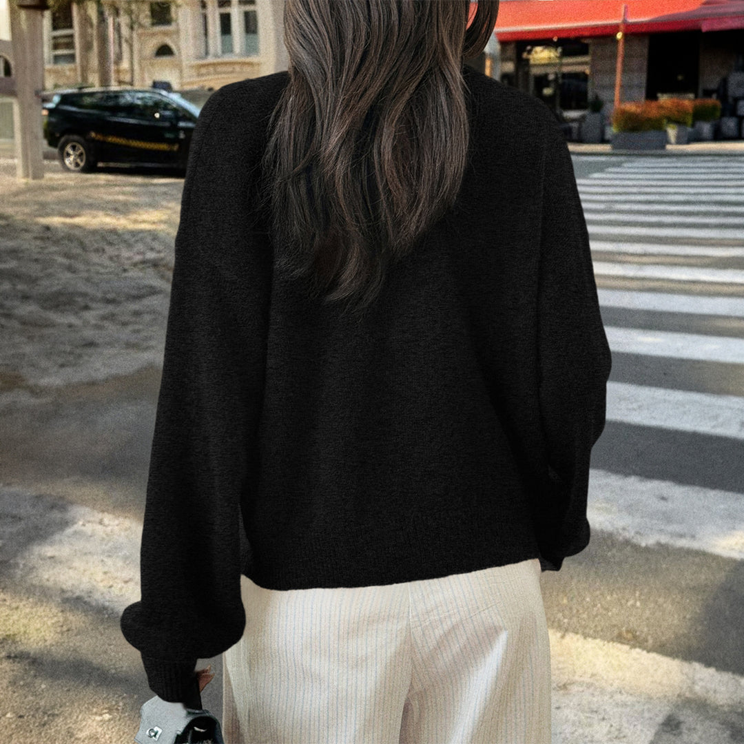 Damen kuscheliger Oversize-Strickcardigan mit Hornknopf-Leiste und Rundhalsausschnitt – Veloura