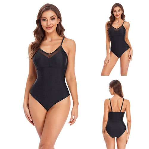 Damen Eleganter Einteiler Badeanzug mit transparenten Einsätzen Echo Archiv